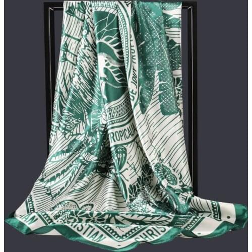 90*90cm Square Silk scarf Women Foulard Head Scarf Ladies Shawl Wrap Muffler Pareo Bandanna Female Chiffon Hijab Poncho beach