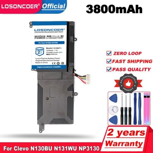 LOSONCOER N130BAT-3 Battery for Clevo N130BU N131WU NP3130 6-87-N130S-3U9 6-87-N130S-3U9A N130WU N131BU N131WU Pro 13 Free tools