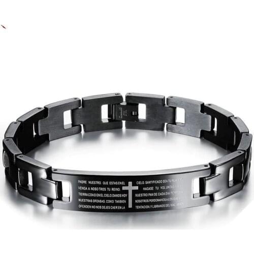 Prayer Bible bracelet religious jewelry Jesus Cross Bracelets Stainless Steel Bracelets Men Jewelry MaleBangleMan Wristband