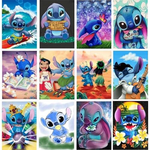 Disney Stitch 5D Diamond Painting Cross Stitch Kits Square/Round Diamond Embroidery Cartoon Animal Mosaic Picture Home Decor