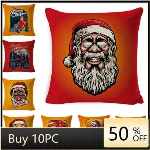 Funny Cartoon Santa Claus Animal Series Pillowcase Office Sofa Cushion Cover Shar Pei Yellow Cat Duck Decor Throw Pillow Cover