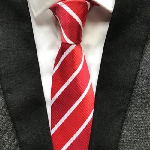 New Arrival Tie Top Woven Men Necktie Red with White Stripes Ties for Grooms Wedding