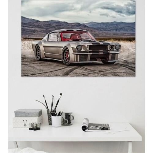 Very cool and classis 1965 Mustang muscle sports car living room decoration home art decor wood frame fabric poster MD167