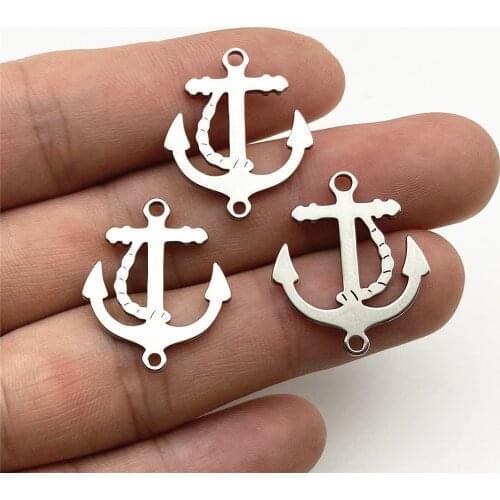 Sailing Anchor Charm 5pcs Connector Stainless Steel 2side pattern ocean anchor Connectors Jewelry Handmade Diy Jewelry Make