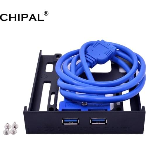 CHIPAL 5Gbps 20Pin 2 Port USB 3.0 Front Panel Cable Adapter USB3.0 Hub Plastic Expansion Bracket for PC Desktop 3.5'' Floppy Bay