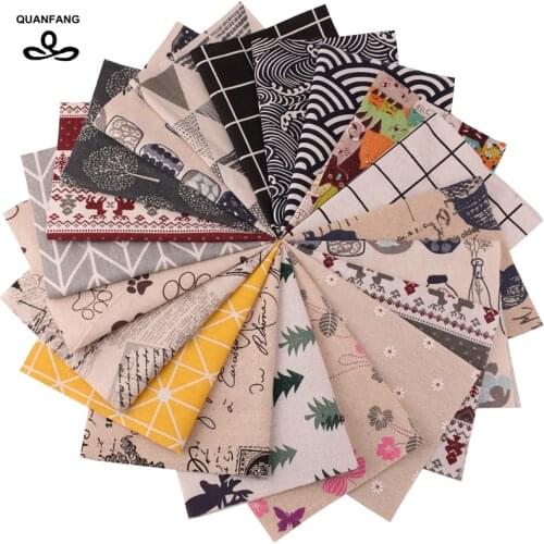 QUANFANG 20pcs/Lot Cotton Linen Fabric For Patchwork Handmade Diy Hometextile Cloth Doll Bags Cushion Random Color 10cmx10cm
