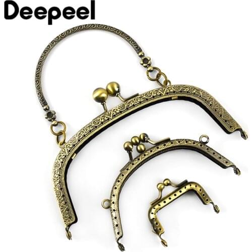 2pcs Deepeel 5/10.5/16.5cm Bag Metal Handle Embossed Purse Frame DIY Sewing Brackets Kiss Clasp Lock Wallet Hardware Accessories