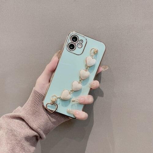 Luxury Plating Bracelet Chain Phone Case For iPhone 12 11 Pro Max XS XR Shockproof Back Cover Soft TPU