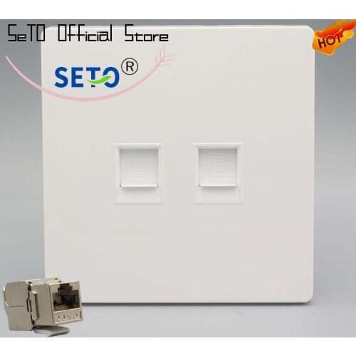 SeTo 86 Type CAT7 Network Lan + RJ11 Cat3 Telephone Wall Plate Outlet Socket Keystone Faceplate