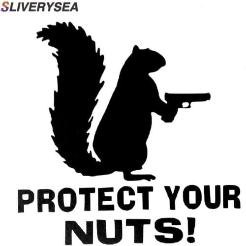 SLIVERYSEA Protect Your Nuts Squirrel Police Army Navy Marines Car Stickers And Decals Creative Sticker Black Sliver #B1081