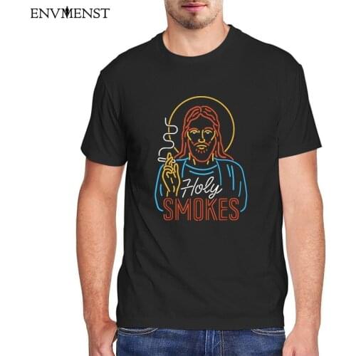 Holy Smokes Funny Jesus T Shirts Men Clothing Christian Christ Follower God Graphic T Shirts Vintage Short Sleeve Tee Women Tops