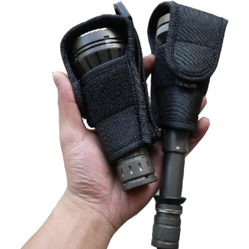 Tactical Molle Flashlight Holster Pouch Hunting Nylon Flashlight Waist Pouch with D-ring Quick Release Torch Case Pouch Cover