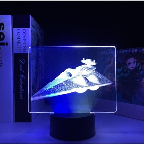 Two-Color Series Spacecraft 3D Lamp Visual Illusion Acrylic Light Guide Plate Home Decoration for Couple Festival Birthday Gifts