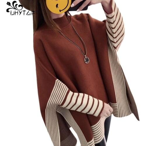 UHYTGF Winter Knitted Sweater Women 2020 Bat Sleeve Korean Loose Plus Size Coat Ladies Fashion Cape Shawl Female Autumn Tops 312