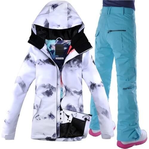 Windproof Snowboard Jacket Ski Wear Womens Ski Suit Camp Riding Skiing Snowboard Jacket+Pant GSOU SNOW Women Waterproof Ski Suit