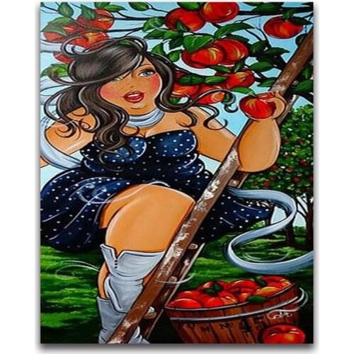 Cartoon Fat Woman Printed 11CT Cross-Stitch DIY Embroidery Complete Kit DMC Threads Handiwork Knitting Handmade Decor