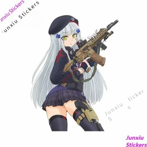 Anime Girl Gun Funny Car Stickers Bumper Window Trunk Racing Decal Waterproof Occlusion Scratch Fine Decal Decor PVC13x10cm