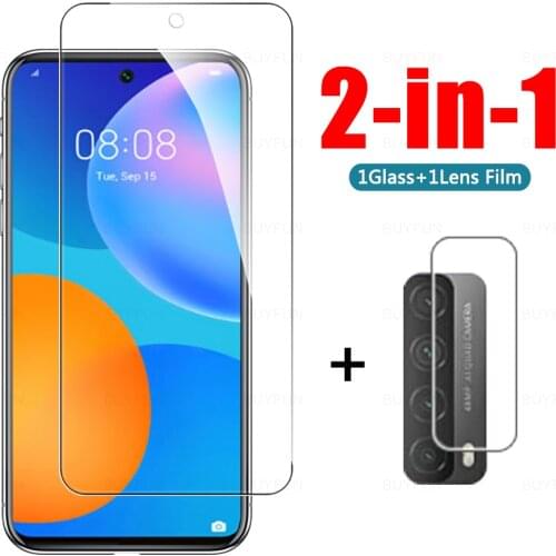2-in-1 Cover Tempered Glass For Huawei P Smart 2021 Screen Protector For Huawei Mate10 Pro Mate10 Lite Mate20 Nova3i Camera Lens