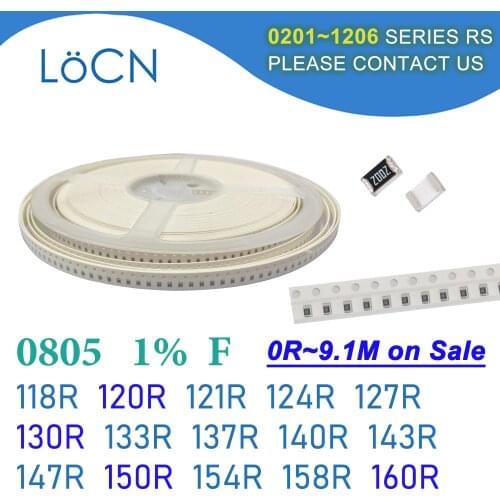 0805 1% 5000PCS SMD Resistor F 118R 120R 121R 124R 127R 130R 133R 137R 140R 143R 147R 150R 154R 158R 160R 2012 OHM
