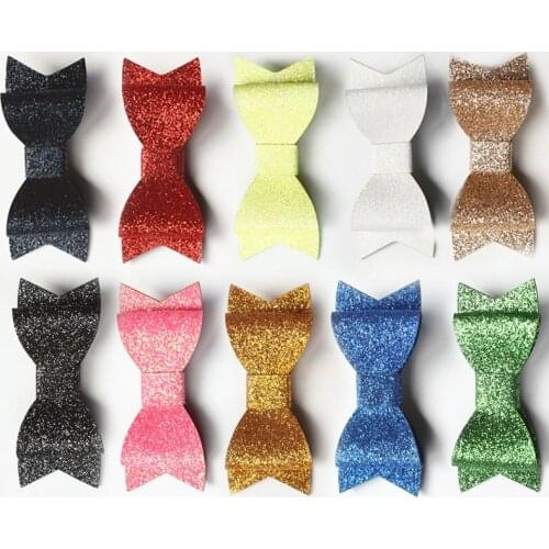 12pcs/set Shining Glitter Double Layer Girls PU Hair Bows Children Hair Clip Hairpins Princess Barrettes Headwear