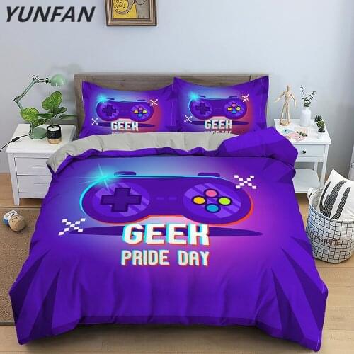 2/3 Pcs Game Duvet Cover Cartoon King Queen Single Gamer Bedding Sets Kids Boys Girls Bed Set Game Quilt Comforter Covers