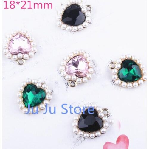 4Pcs/Lot Alloy Heart Charm Pendant With Glass Pearl about 18x21mm For DIY Handmade Necklace/Earring/Bracelet Jewelery Making