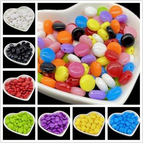 50 pcs 11.5mm Oval Shape Acrylic Beads Spacer Loose Bead For Jewelry Making Accessory DIY