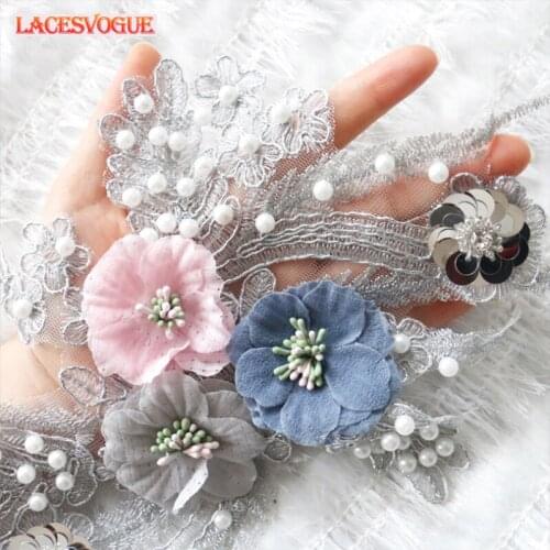 6PCS Embroidery Beaded lace applique Wedding accessories DIY Handmade Patches accessories Needlework sewing Cloth paste 175