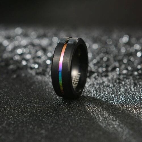 8mm Width Exquisite Black Color Men Women Rings Tungsten Carbide Couple Anillos 100% Tungsten Steel Ring