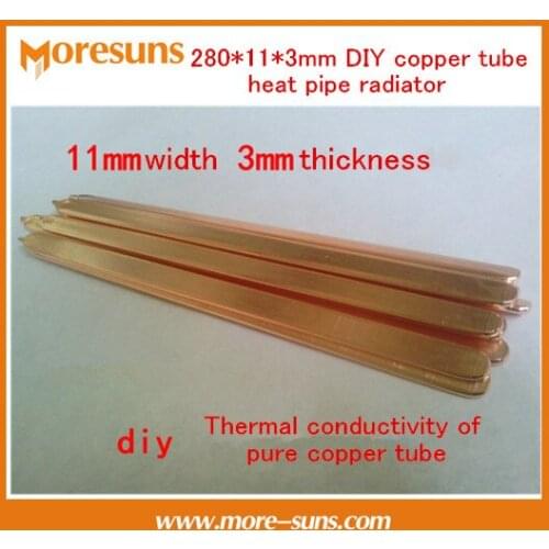 Free Ship 5pcs 280*11*3mm DIY Sintered heat pipe/copper tube heat pipe radiator/Thermal conductivity of pure copper tube