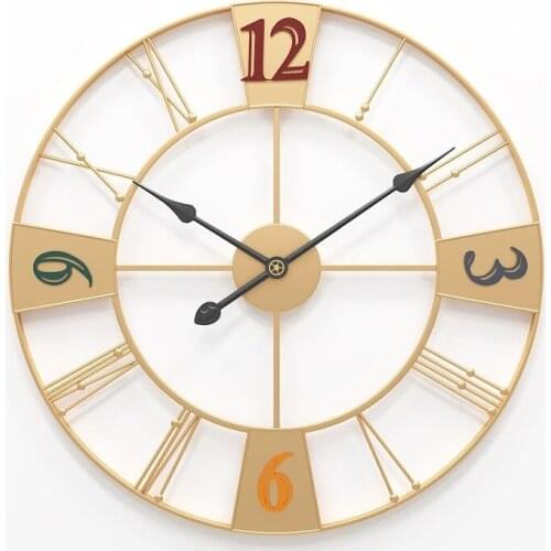 Large Vintage 60cm Metal Wall Clock Modern Design Large Retro Black Iron Art Wall Clocks For Home Livingroom Decor Hanging Watch