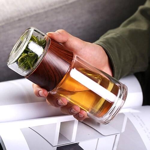 Tea Water Bottle Travel Drinkware Double Wall Glass Tea Infuser Tumbler Stainless FOR vip