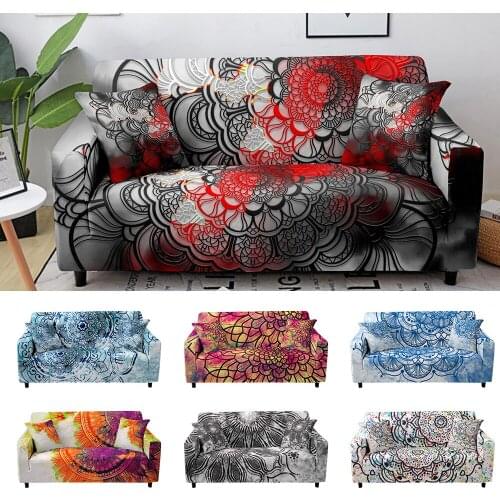 Mandala Elastic Sofa Cover Stretch Couch Slipcover Corner Sofa Covers For Living Room Spandex Sectional Couch Cover 1/2/3/4 Seat