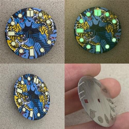 28.5MM C3 Luminous Watch Dial for NH35A/4R36A Replacement Unmarked Dial for NH35A/4R36A Watch Movement Modification Parts