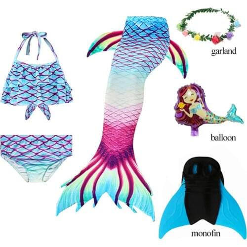 Girls Mermaid Tails Fantasia Infantil Kids Swimming Costumes Children Swimsuit Bikini Zeemeerminstaart With Monofin D74787CH
