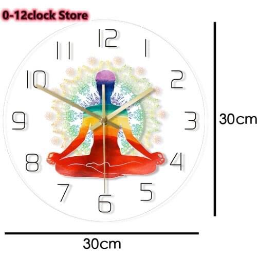 Meditation Spiritual Abstract Modern Design Rainbow Watercolour Watch Wall Clock Zen Scale Reloj Yoga Studio Decor Ornament