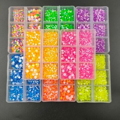 Mix Sizes 1200Pcs/Box Noctilucent Fluorescence Crystal Non Hot Fix Rhinestones FlatBack Neon Strass Garment Nail Art Decorations