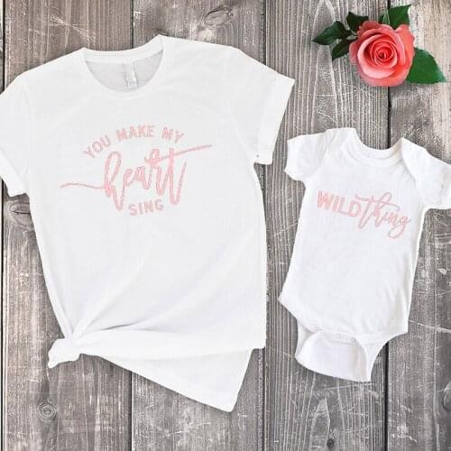Wild Thing Shirt You Make My Heart Sing Family Matching Clothes Mommy and Me Outfit Kids Outfits Summer T-Shirts Girls Outfits T