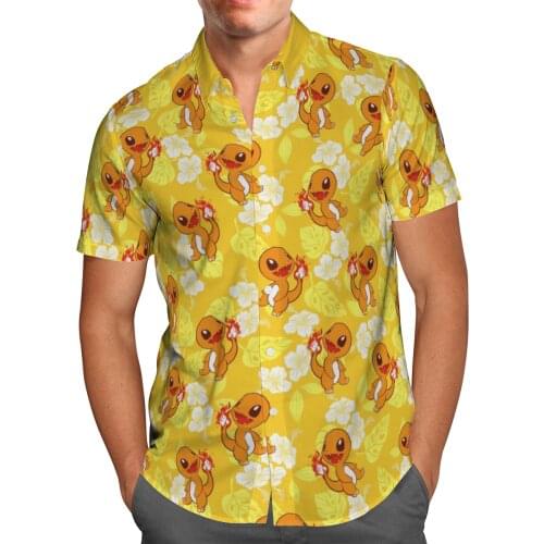 Yellow Anime Dragon 3D Beach Hawaiian 2021 Summer Shirt Short Sleeve Shirt Streetwear Oversized 5XL Camisa Social Chemise Homme