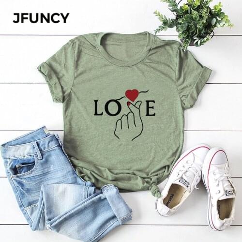 JFUNCY Plus Size Women Casual Loose Tshirt T-shirts Female 2020 Summer New Printed T Shirt Short Sleeve Cotton Tee Top for Woman