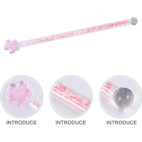 Round Stir Stick Shiny Glass Stick Sakura Shaped Design Stirrer for Home