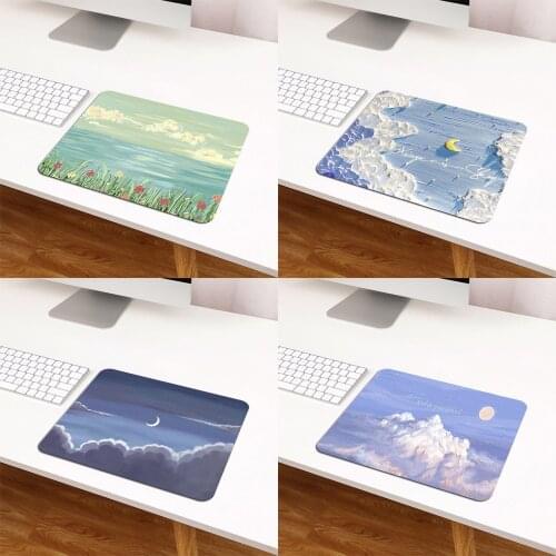 Kawaii Mouse Pad Fresh Oil Painting Cute Deskpad Gaming Wrinting Cute Desk Mats for Office Home PC Computer Keyboard 25x20cm
