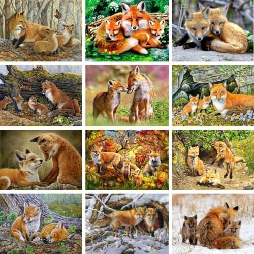 5D DIY Diamond Painting Fox Cross Stitch Kit Full Diamond Embroidery Animal Rhinestone Picture Mosaic Home Decoration Gift