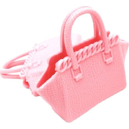 NK 2 Pcs/Set Pink Doll Fashion Handbag Lady Platics Bag 1/6 Shopping For Barbie Accessories Dollhouse Kids Toy 9X