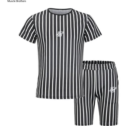 New Fashion Hawaiian Print Short Sleeve Shirt Set Mens Beach Stripe Print Shorts Mens Daily Beach Shirt Set Two-piece M-3xl