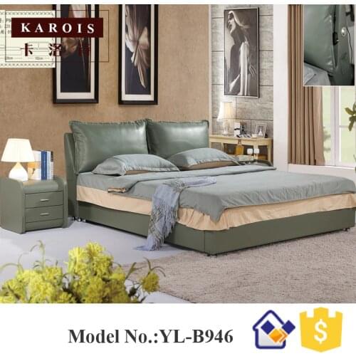 Platform bed frame leather loft bedroom furniture simple double bed