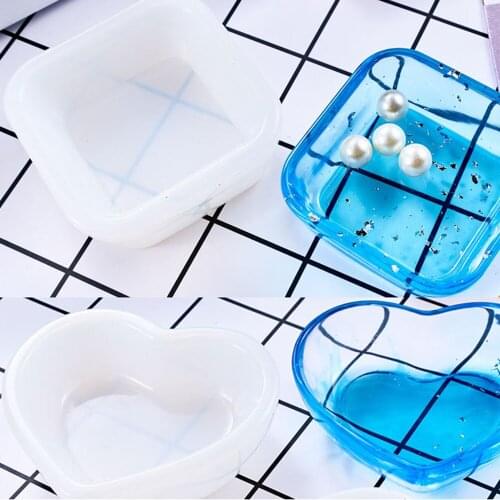 Coaster Concrete Silicone Mould Round/Square/Heart shaped Design DIY Epoxy Resin Gypsum Crafts Cement Tray Clay Jewelry Mold