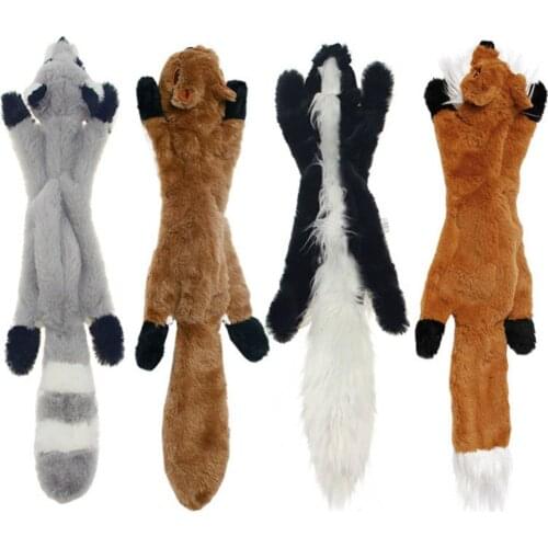 Popular Cute Plush Toys Squeak Animal Doll Skunk Fox Raccoon Cow Lion Squirrel for Pet Dog Biting Prey Practice Chew Relax