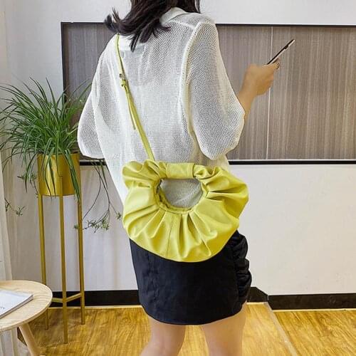 Casual PU Leather Handle Bag Women Pleated Cloud Bag Fashion Armpit Bag All-match Shoulder Bag French Small Handbags Girl Totes