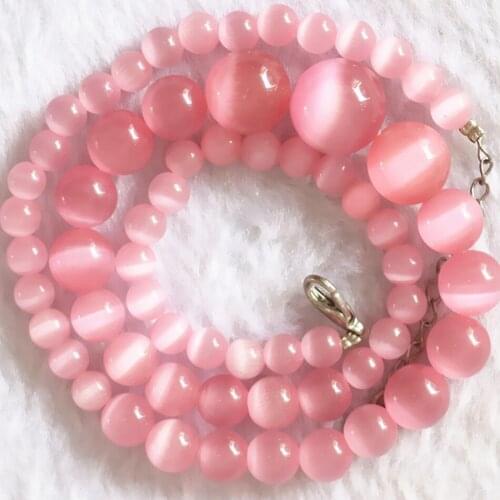 Lovely pink tower chain 6-14mm prefect round beads necklace for women fashion weddings party gifts choker jewelry 18inch B622-1